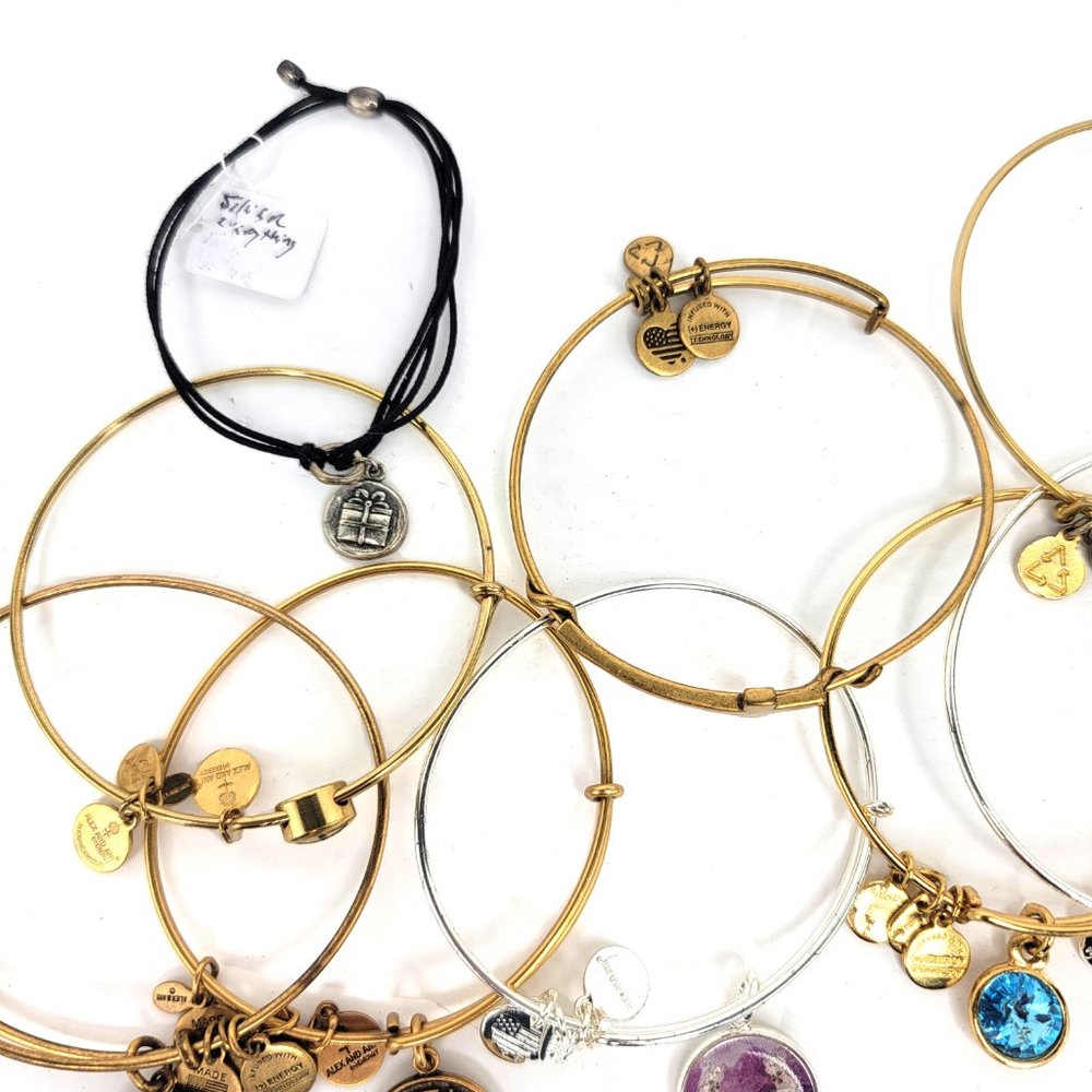 Alex and Ani Lot of 11 Charm Bangles 925 Silver - Picture 3 of 6